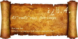 Ürményi Adrienn névjegykártya